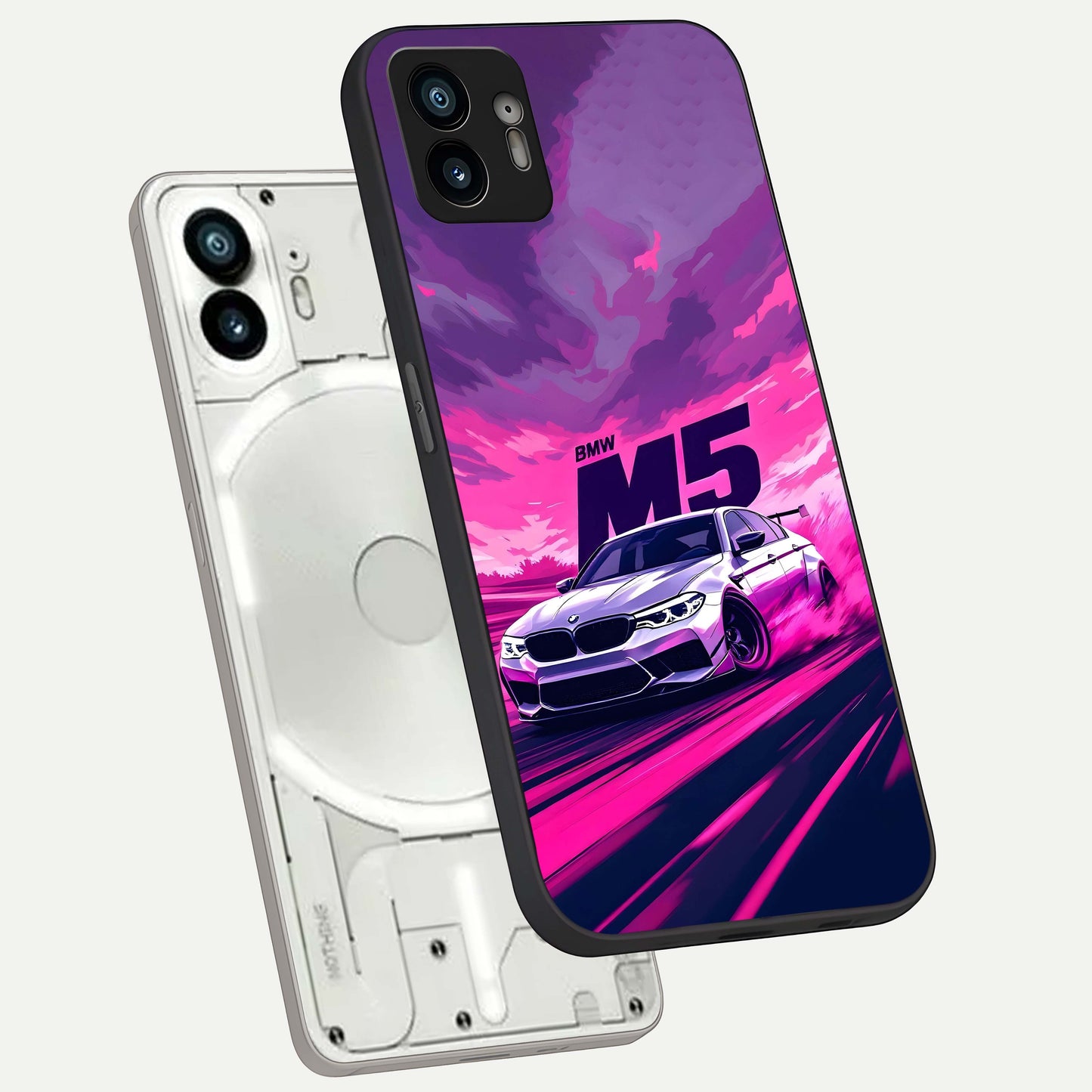 MS Neon Car phone case For Nothing Phone 2 showing premium glass back cover with detailed artwork