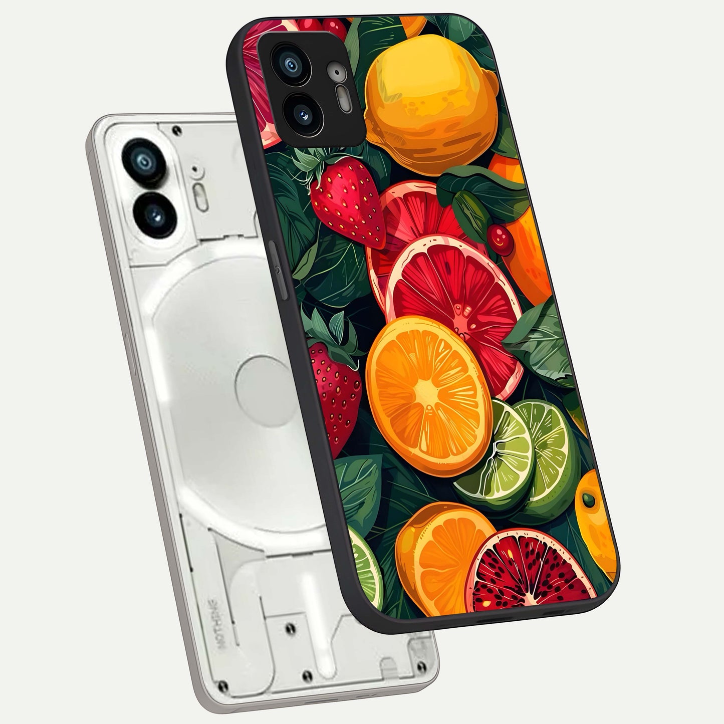  Multiple Fruits phone case For Nothing Phone 2 showing premium glass back cover with detailed artwork