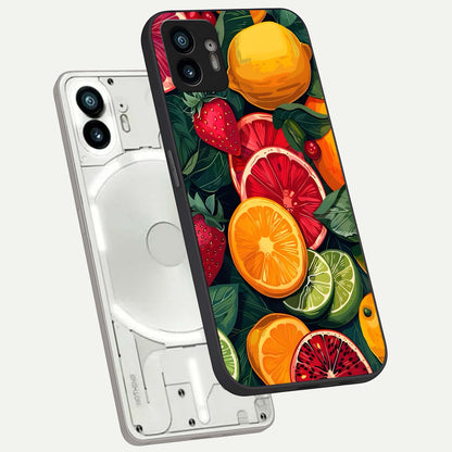  Multiple Fruits phone case For Nothing Phone 2 showing premium glass back cover with detailed artwork