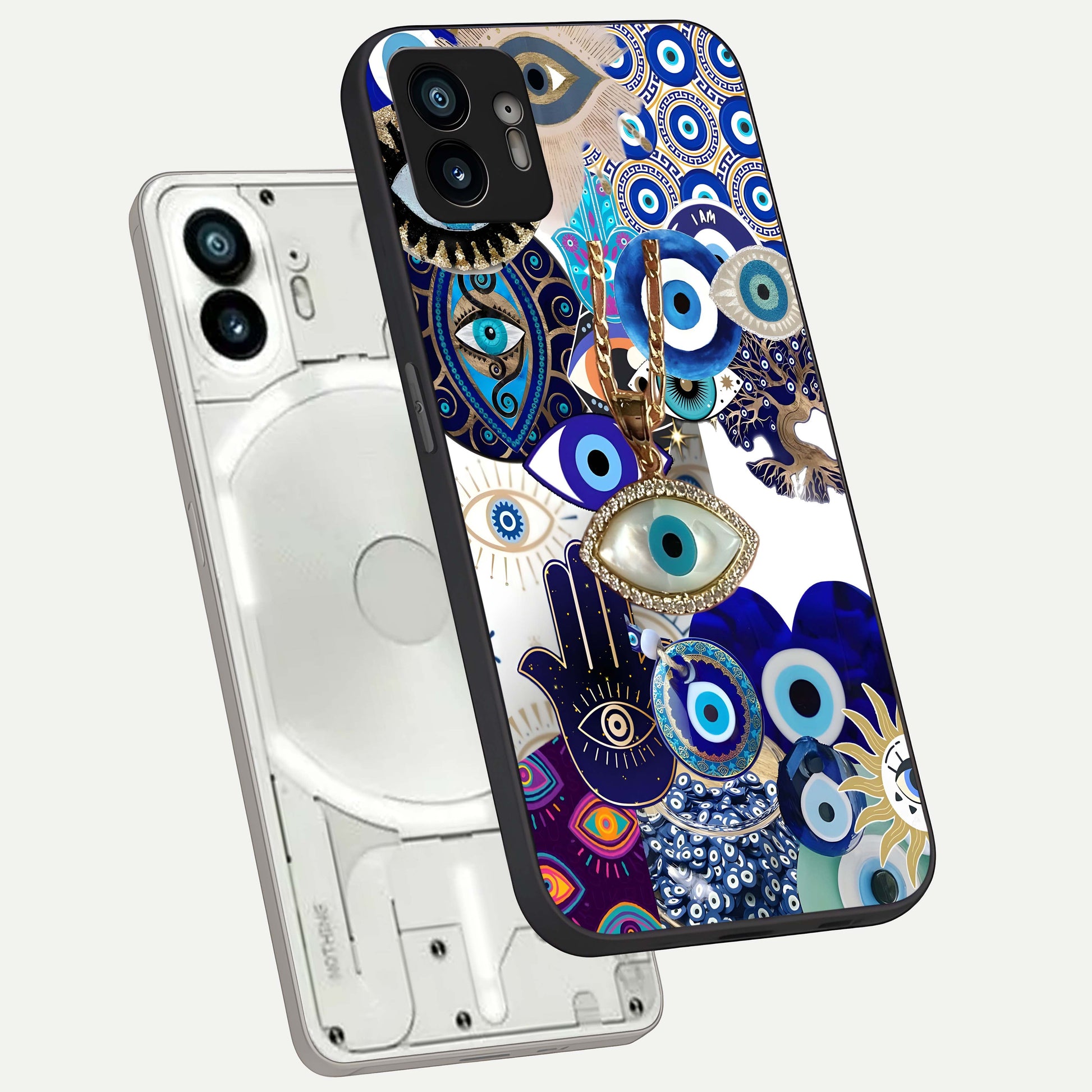  Mystic Charm Eye phone case For Nothing Phone 2 showing premium glass back cover with detailed artwork