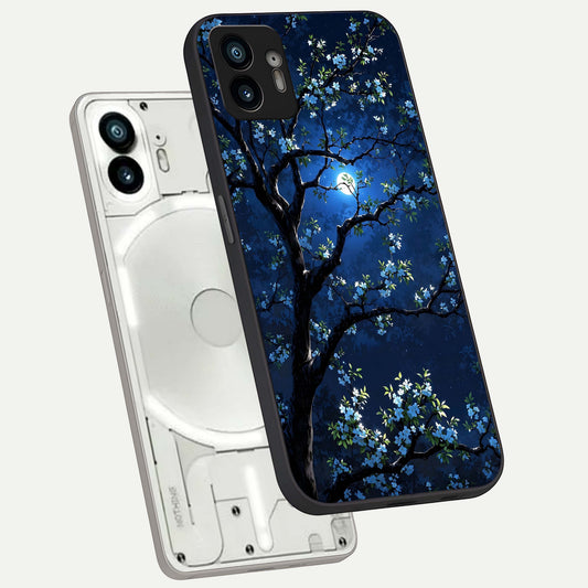  Mystic Floral Night phone case For Nothing Phone 2 showing premium glass back cover with detailed artwork