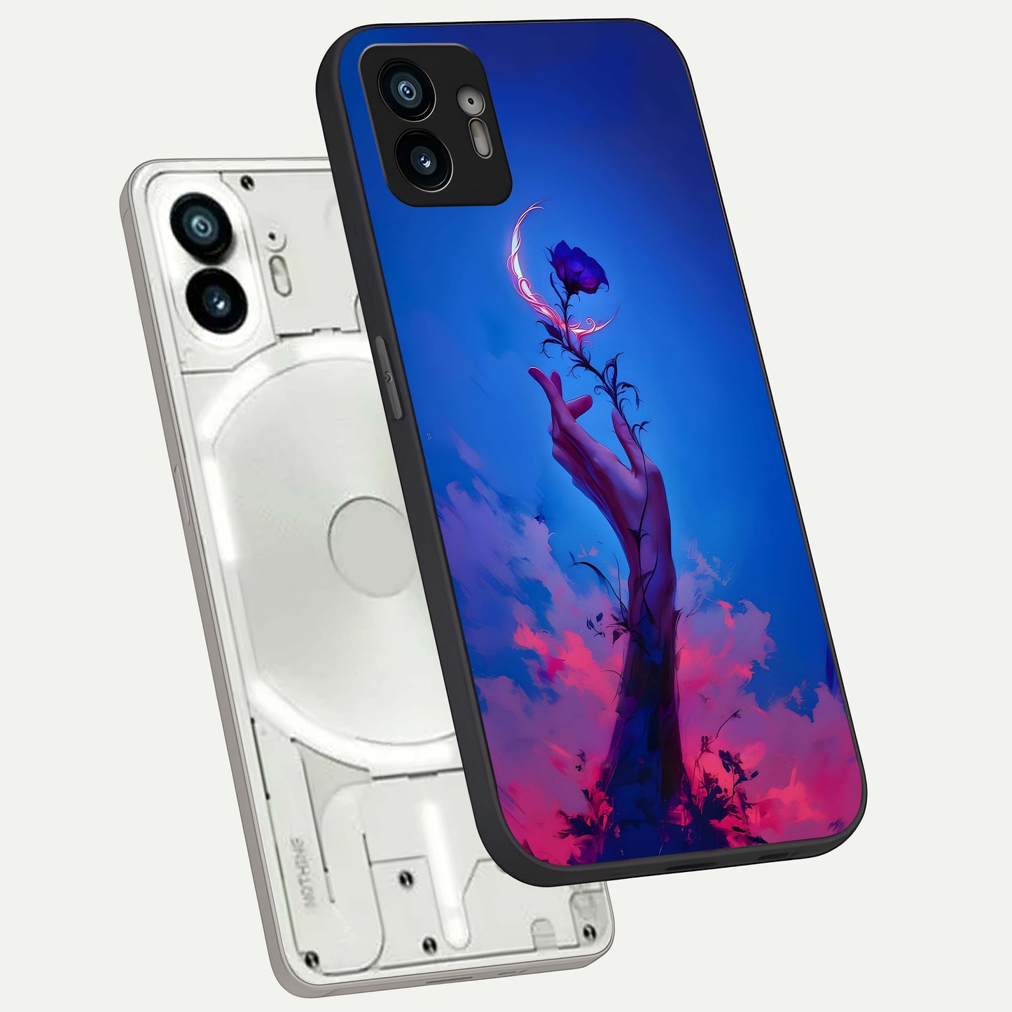  Mystic Hand phone case For Nothing Phone 2 showing premium glass back cover with detailed artwork