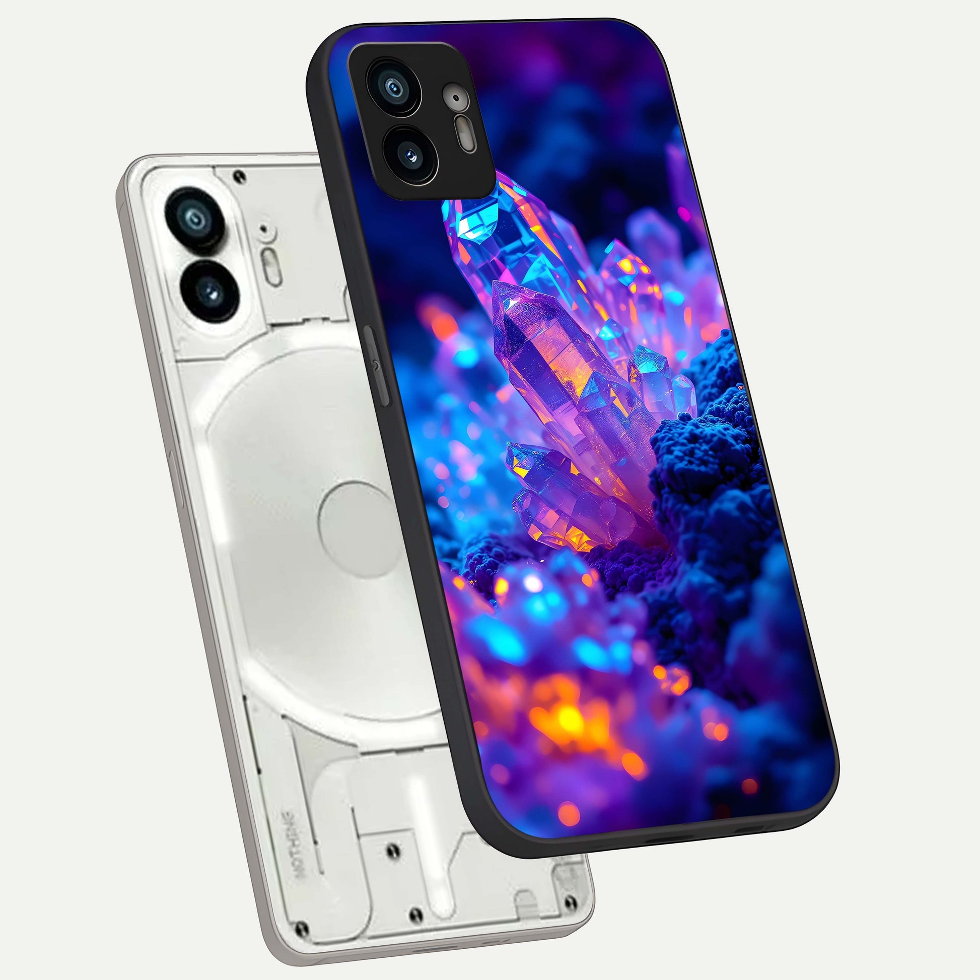  Neon Aura Shards phone case For Nothing Phone 2 showing premium glass back cover with detailed artwork
