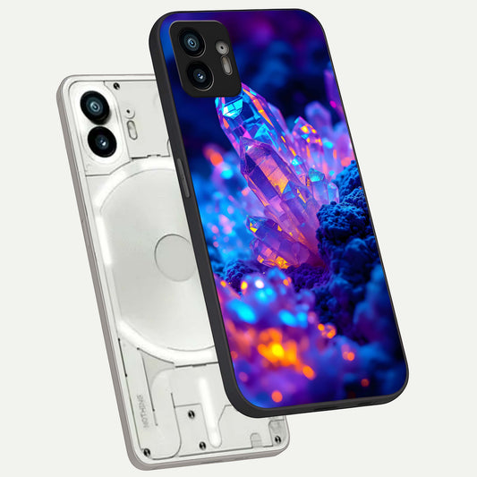  Neon Aura Shards phone case For Nothing Phone 2 showing premium glass back cover with detailed artwork