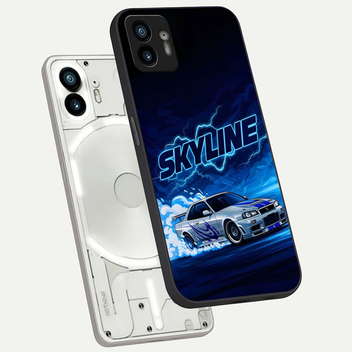  Neon Drift Beast phone case For Nothing Phone 2 showing premium glass back cover with detailed artwork