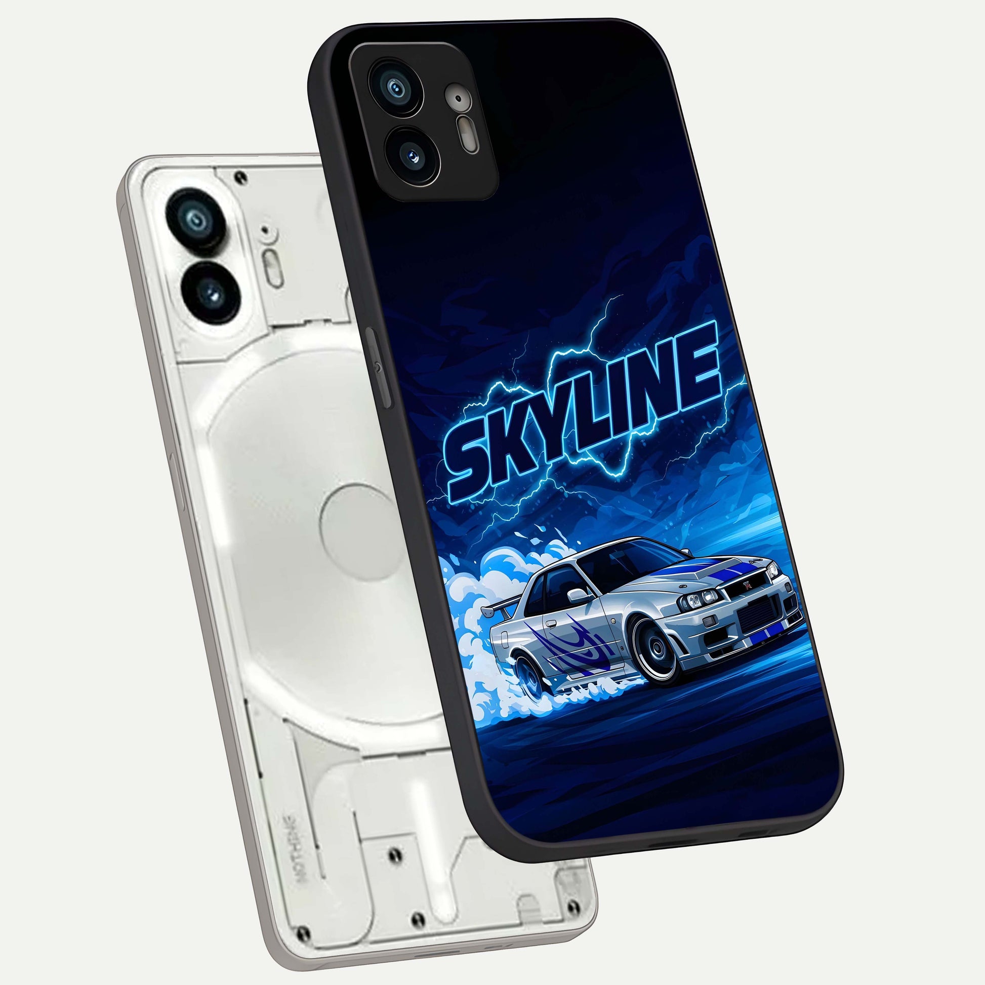  Neon Drift Beast phone case For Nothing Phone 2 showing premium glass back cover with detailed artwork