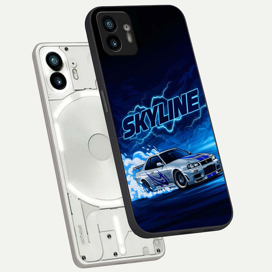  Neon Drift Beast phone case For Nothing Phone 2 showing premium glass back cover with detailed artwork