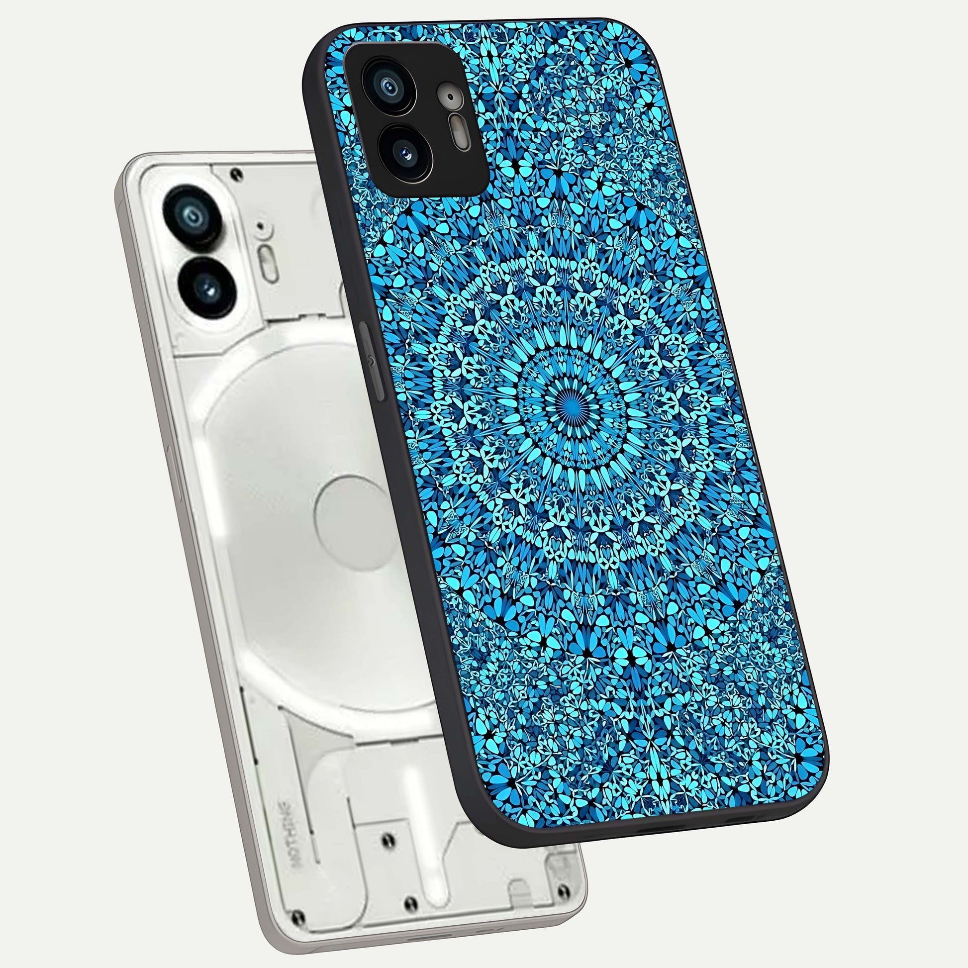  Ocean Bloom Mandala phone case For Nothing Phone 2 showing premium glass back cover with detailed artwork