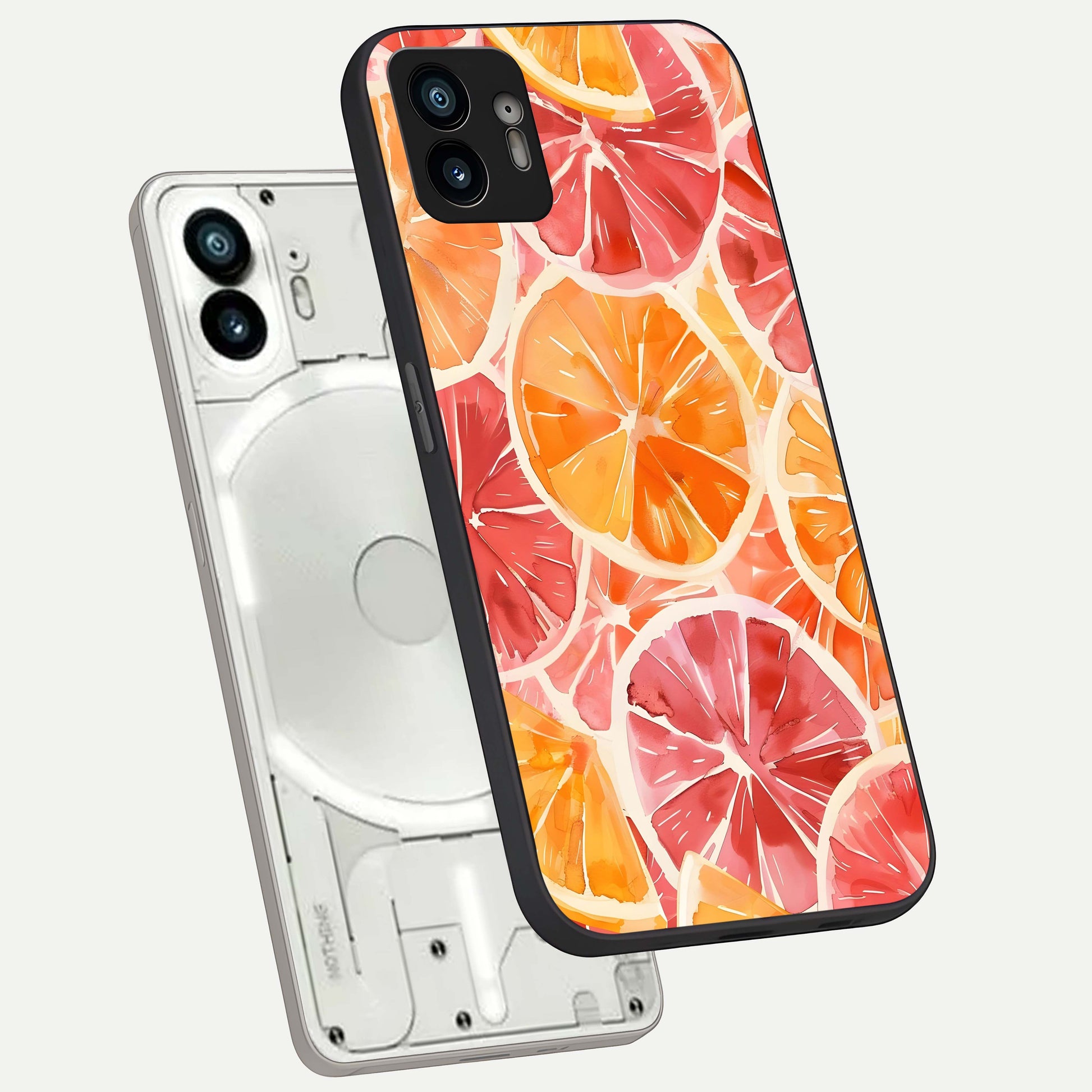  Orange Fruits Pattern phone case For Nothing Phone 2 showing premium glass back cover with detailed artwork