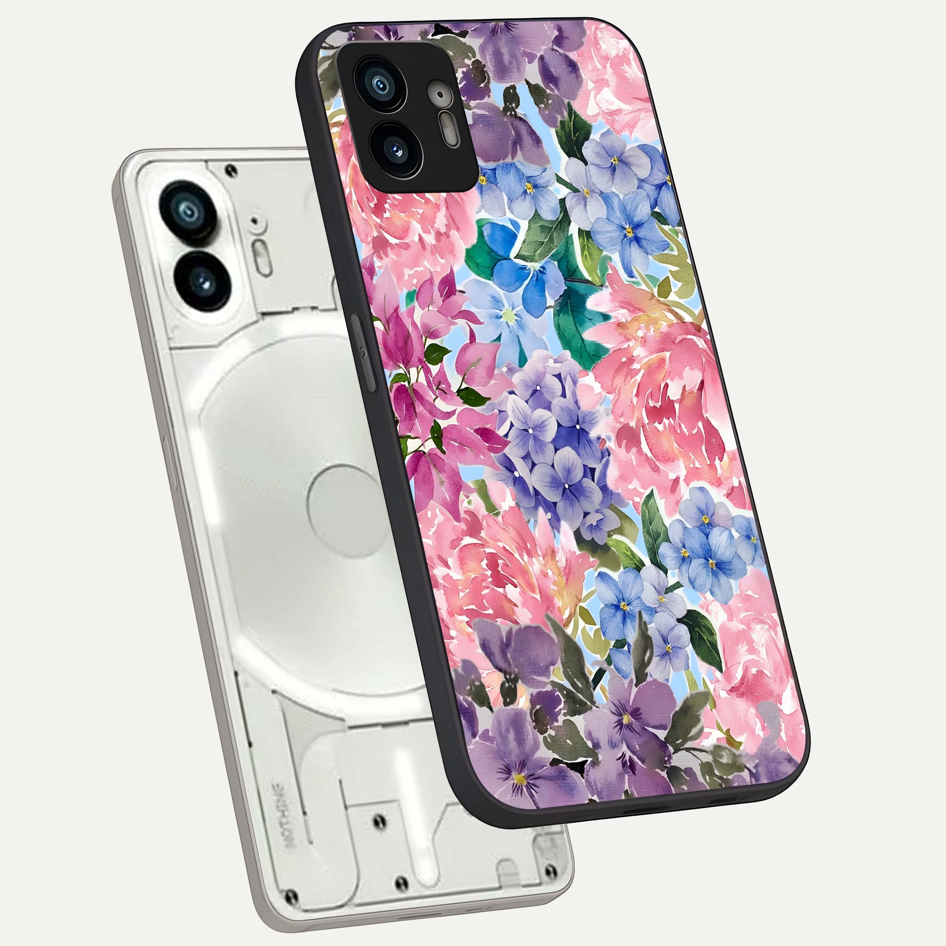  Pastel Floral Mix phone case For Nothing Phone 2 showing premium glass back cover with detailed artwork