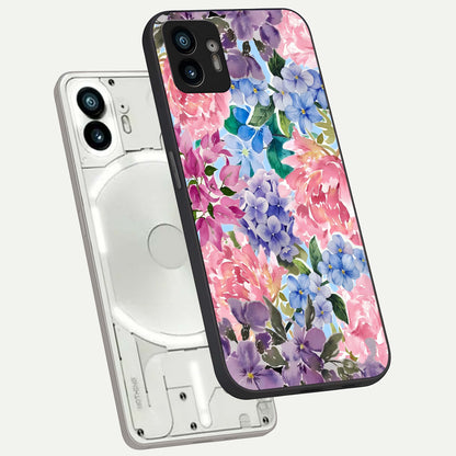  Pastel Floral Mix phone case For Nothing Phone 2 showing premium glass back cover with detailed artwork
