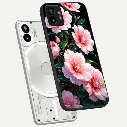  Peach Flower phone case For Nothing Phone 2 showing premium glass back cover with detailed artwork