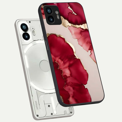  Pink And White Marble phone case For Nothing Phone 2 showing premium glass back cover with detailed artwork