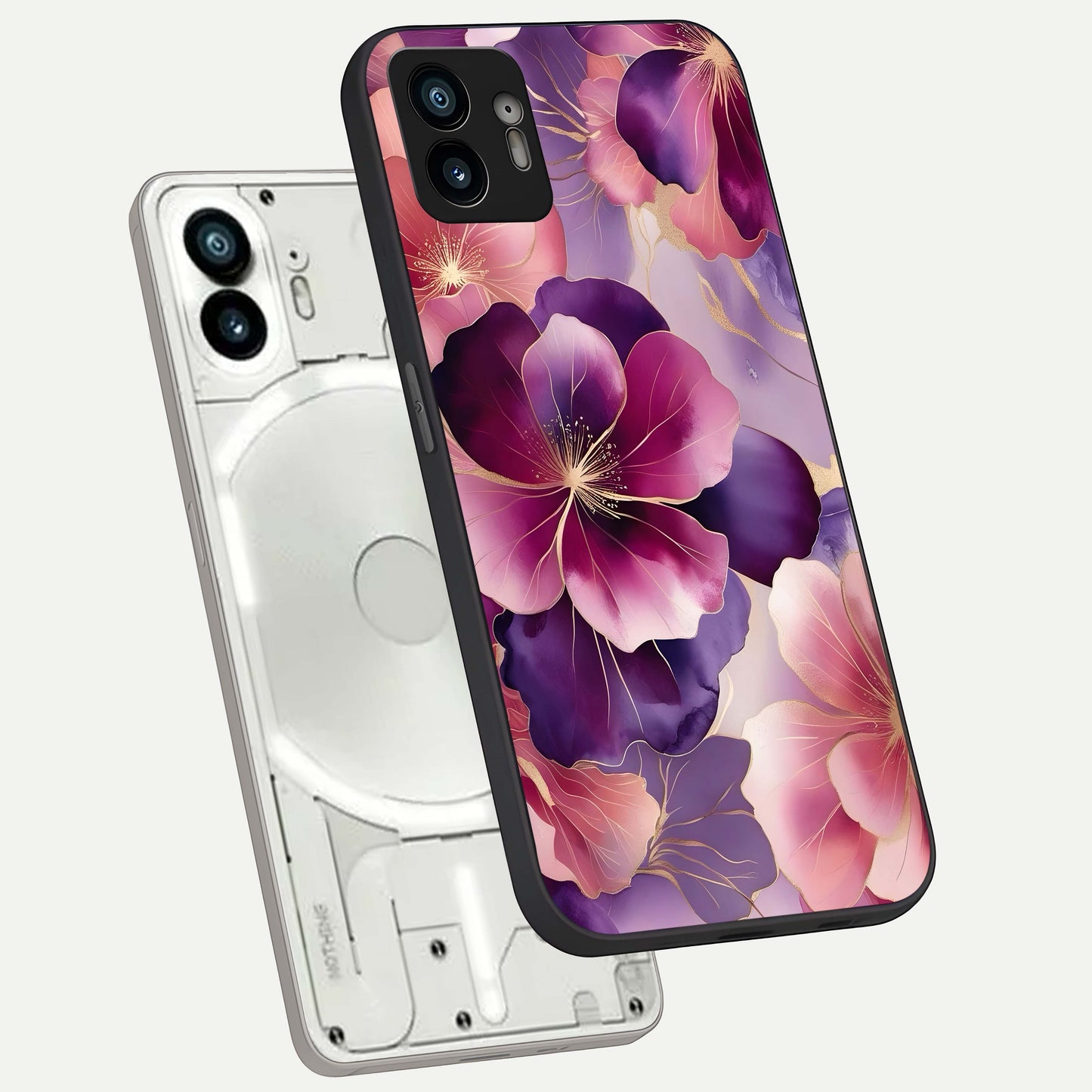  Pink Bouquet Florals phone case For Nothing Phone 2 showing premium glass back cover with detailed artwork