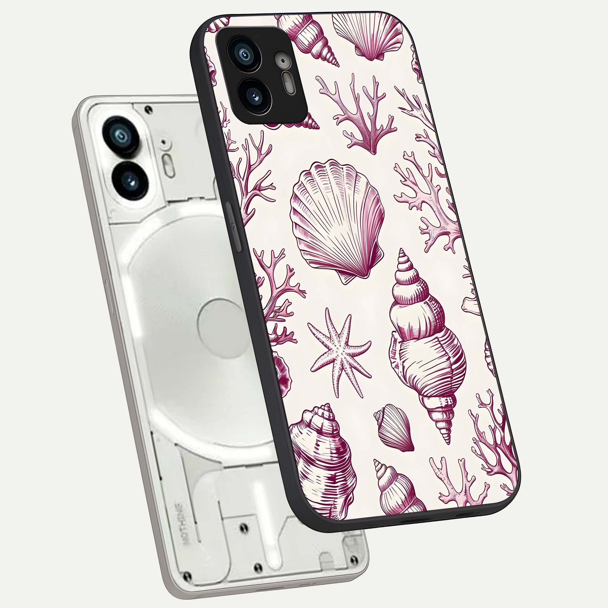  Pink Moo Magic phone case For Nothing Phone 2 showing premium glass back cover with detailed artwork