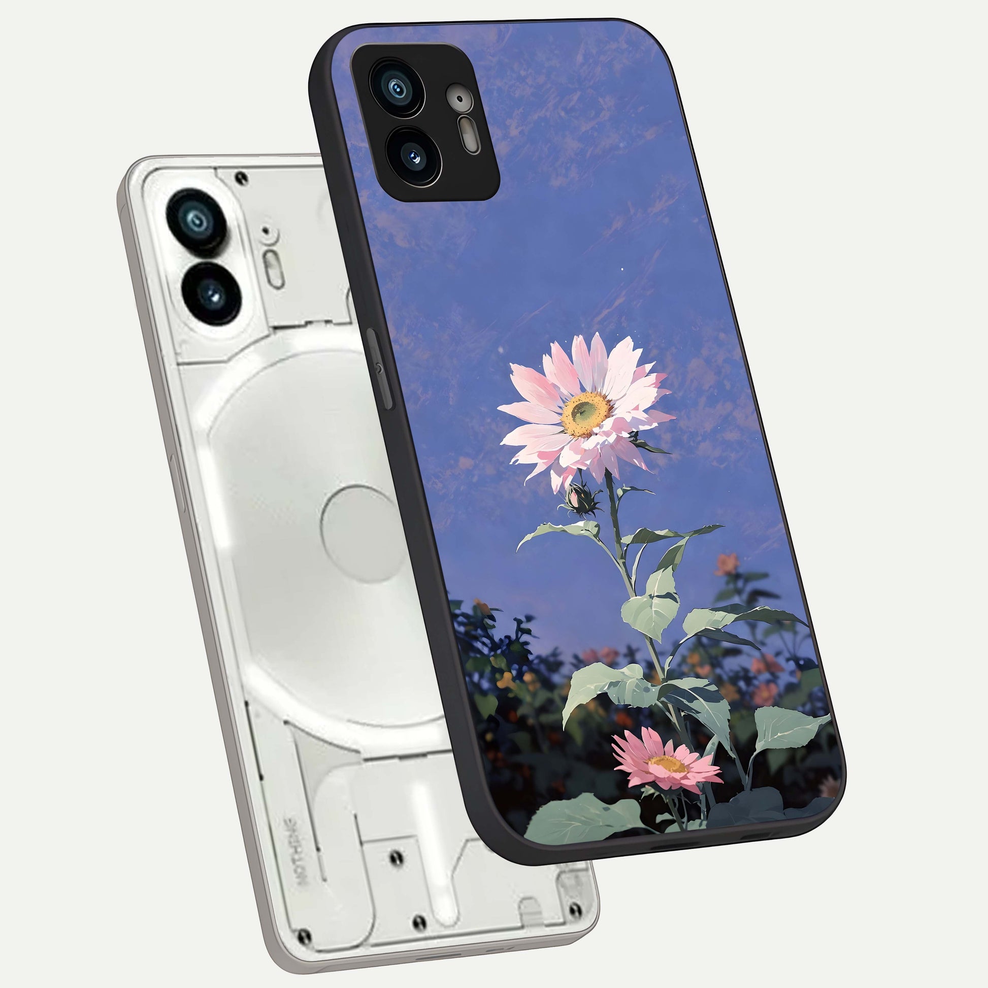  Pink Power Sparks phone case For Nothing Phone 2 showing premium glass back cover with detailed artwork