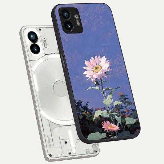  Pink Power Sparks phone case For Nothing Phone 2 showing premium glass back cover with detailed artwork