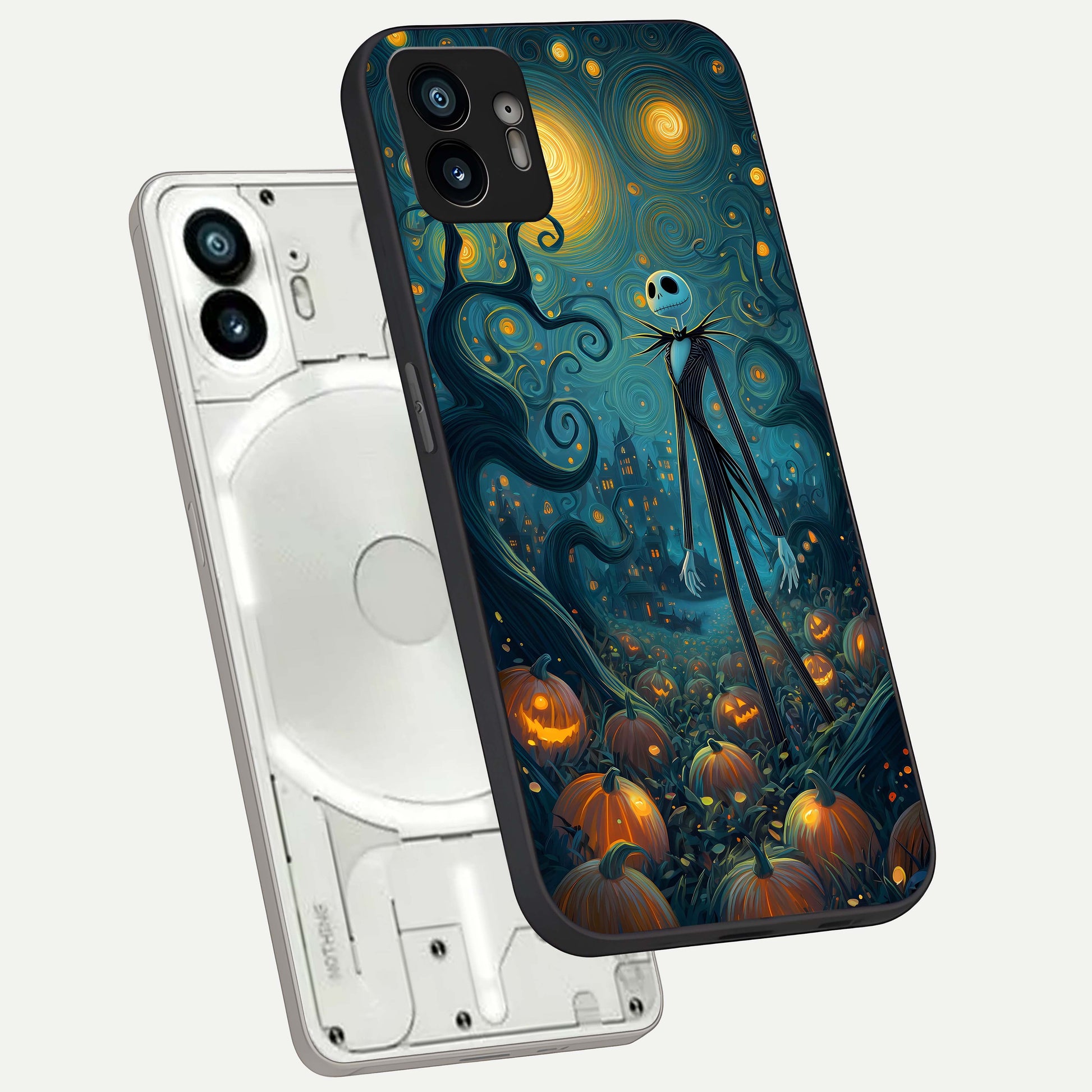  Pumpkin Moon Night phone case For Nothing Phone 2 showing premium glass back cover with detailed artwork