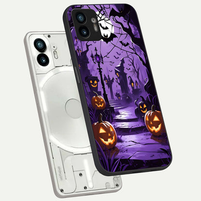  Pumpkin Patch Halloween phone case For Nothing Phone 2 showing premium glass back cover with detailed artwork