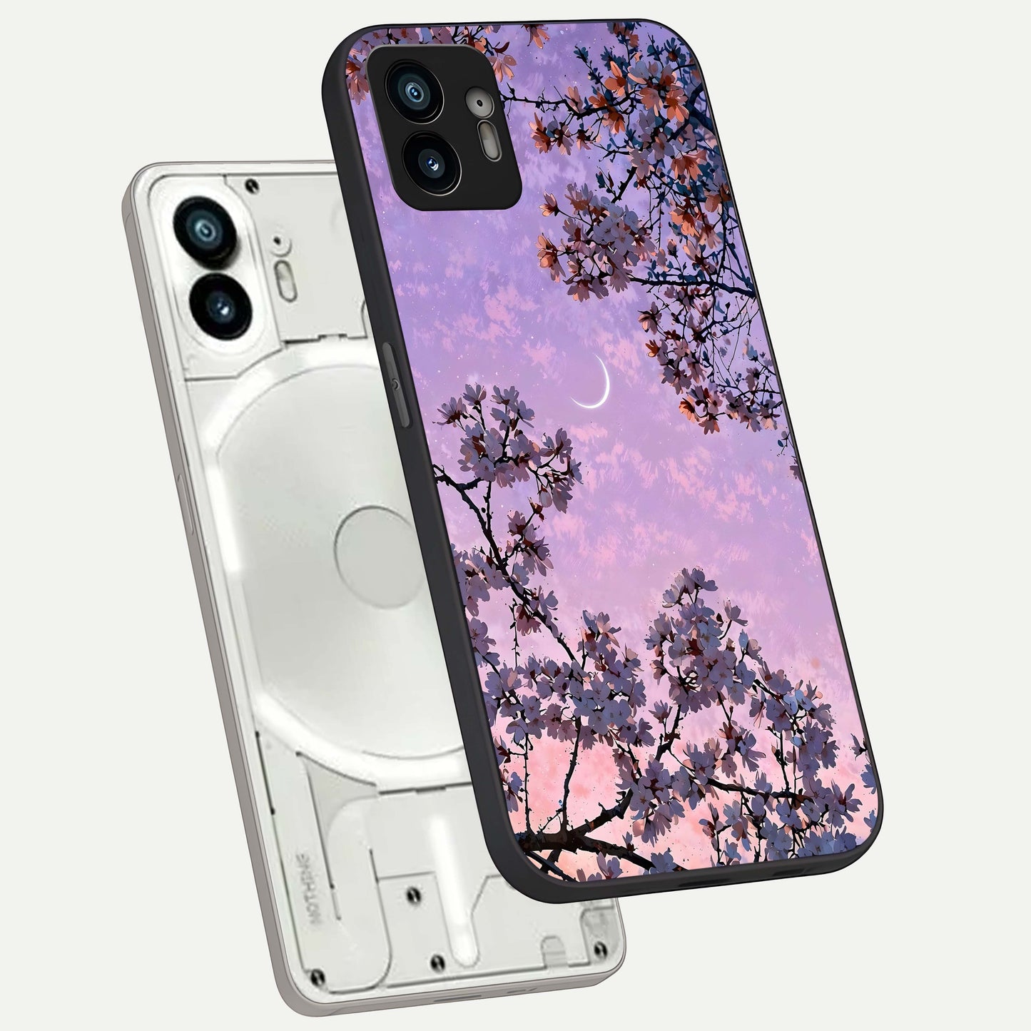  Purple Serenity Moon phone case For Nothing Phone 2 showing premium glass back cover with detailed artwork
