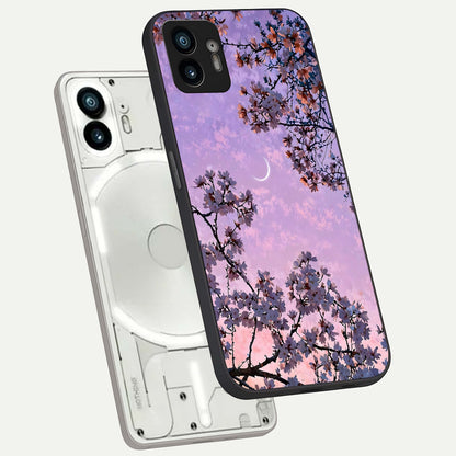  Purple Serenity Moon phone case For Nothing Phone 2 showing premium glass back cover with detailed artwork