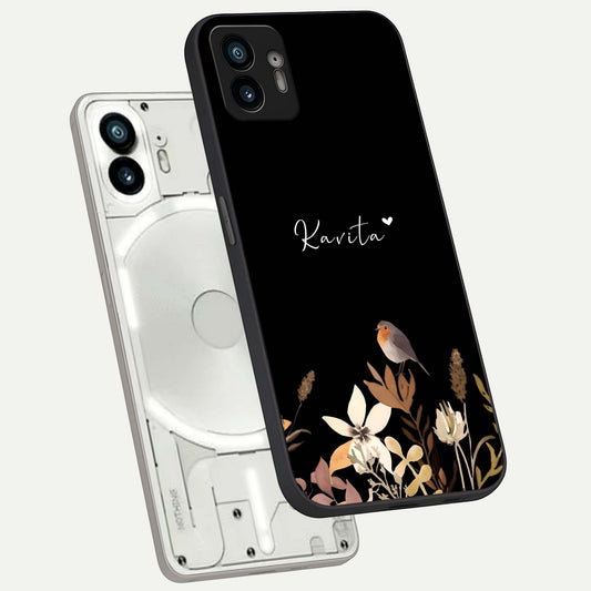  Quiet Garden Tune Custom Name phone case For Nothing Phone 2 showing premium glass back cover with detailed artwork