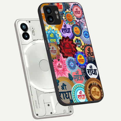  Radha Divine Bloom phone case For Nothing Phone 2 showing premium glass back cover with detailed artwork