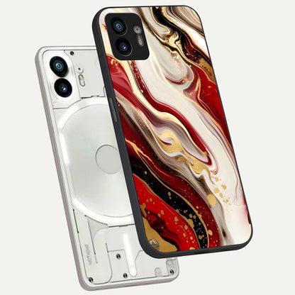  Red And White Marble phone case For Nothing Phone 2 showing premium glass back cover with detailed artwork