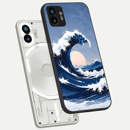 Rising Tide Power phone case For Nothing Phone 2 showing premium glass back cover with detailed artwork