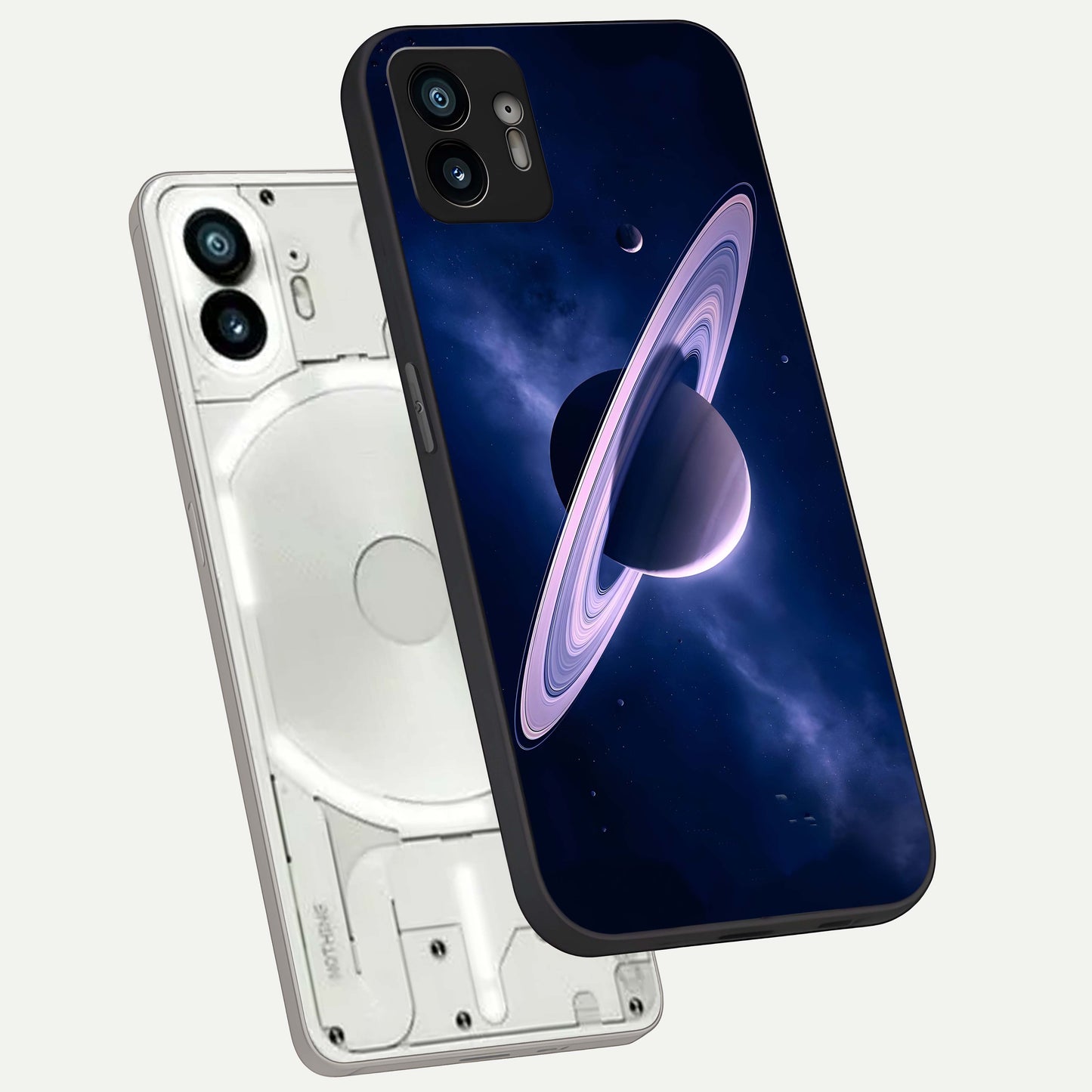  Saturn Ring Mystique phone case For Nothing Phone 2 showing premium glass back cover with detailed artwork