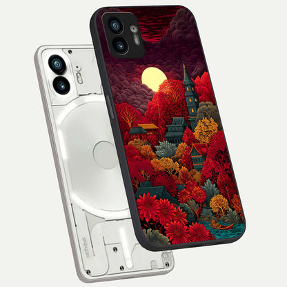  Scarlet Autumn Temple phone case For Nothing Phone 2 showing premium glass back cover with detailed artwork