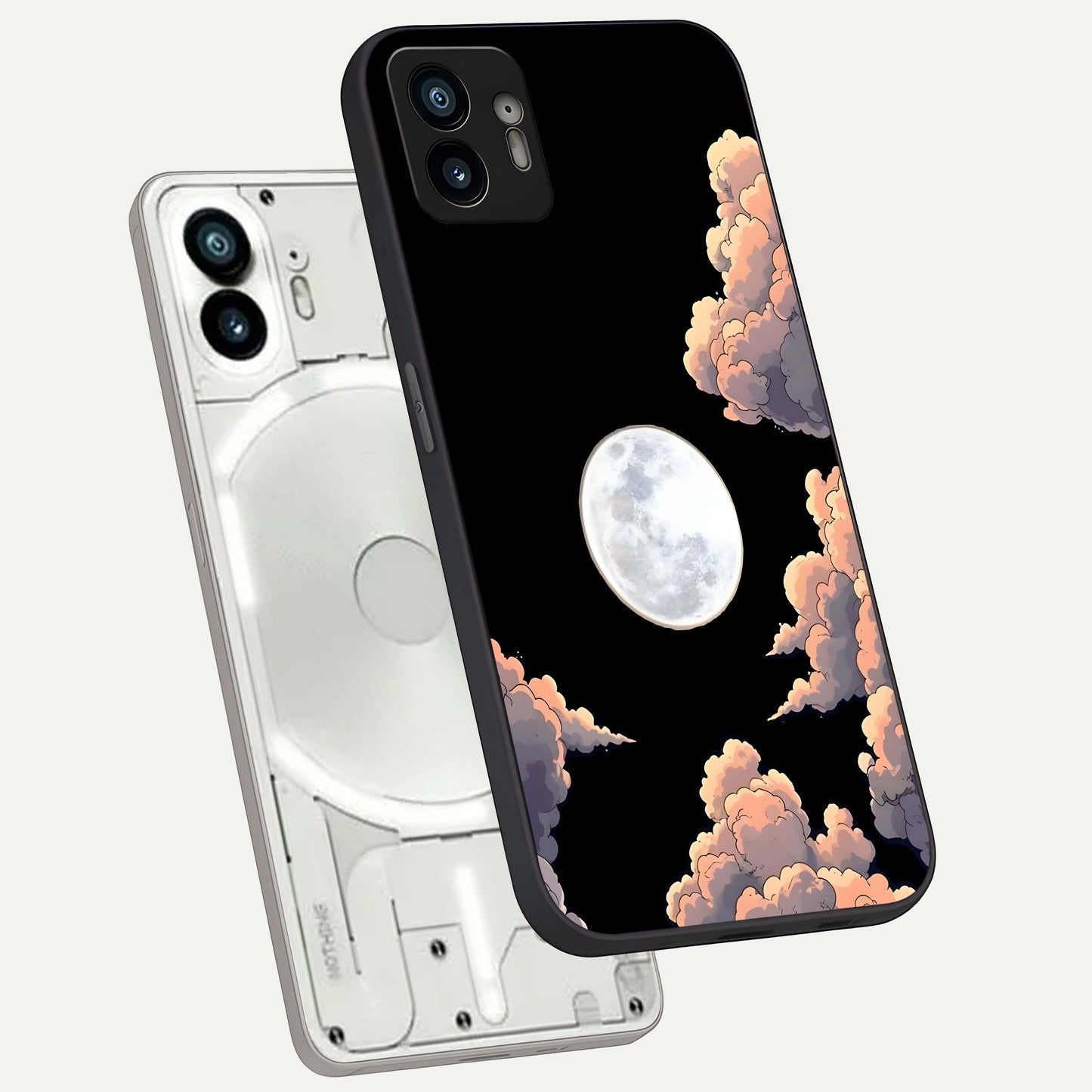  Shade Cloud Moon phone case For Nothing Phone 2 showing premium glass back cover with detailed artwork