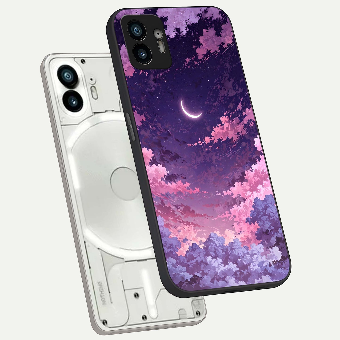  Sky Drift Clouds phone case For Nothing Phone 2 showing premium glass back cover with detailed artwork