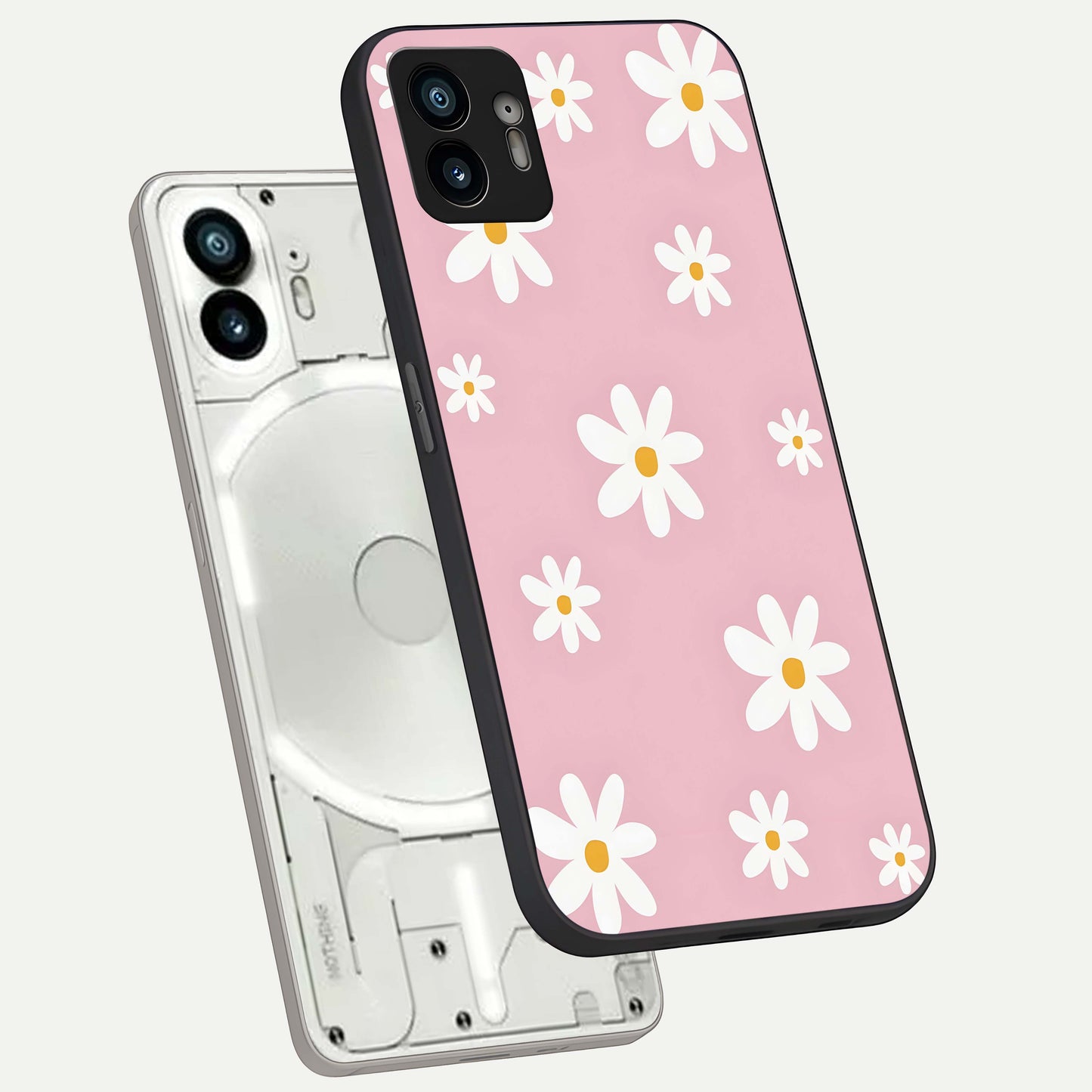  Soft Daisy Bliss phone case For Nothing Phone 2 showing premium glass back cover with detailed artwork