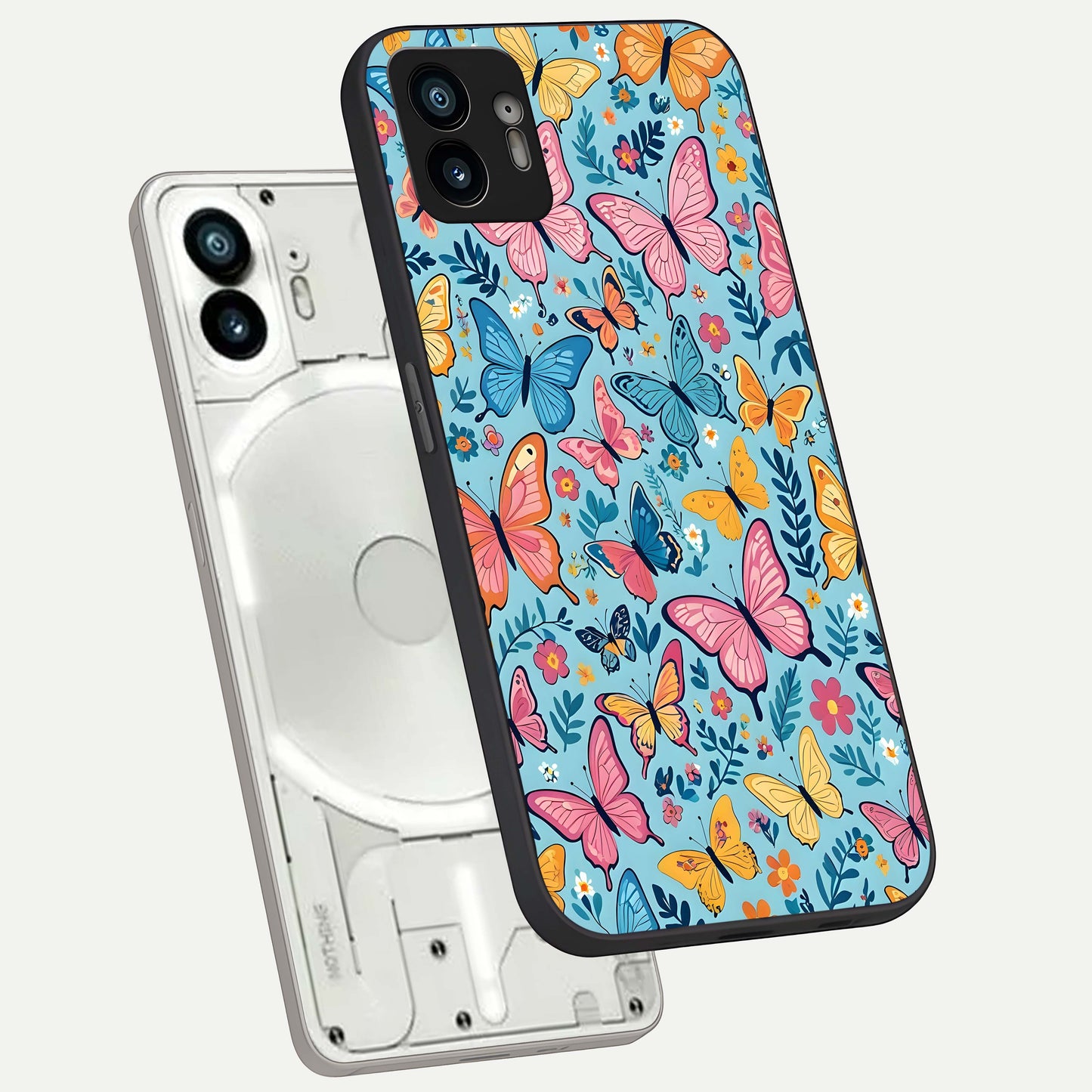  Spring Wing Garden phone case For Nothing Phone 2 showing premium glass back cover with detailed artwork