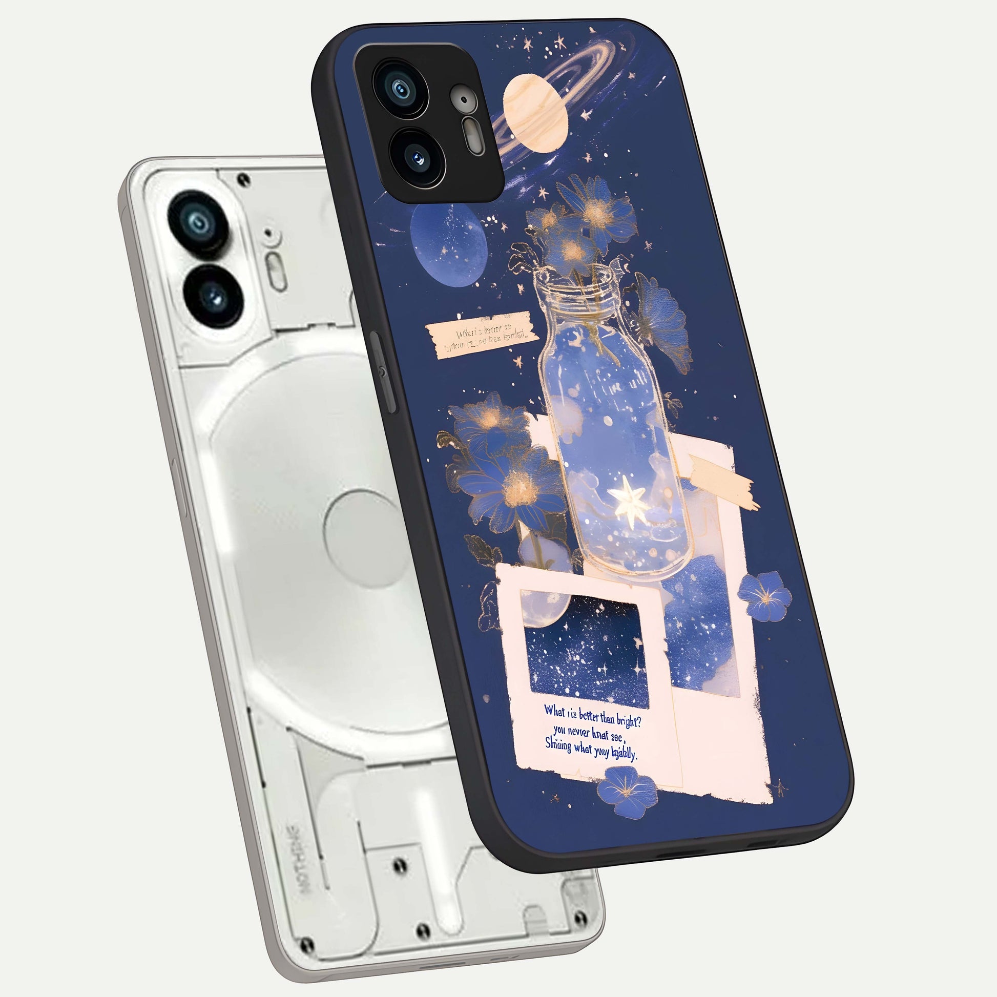  Starlit Cosmic Jar phone case For Nothing Phone 2 showing premium glass back cover with detailed artwork
