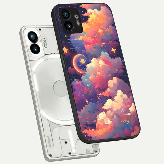  Starlit Dream Clouds phone case For Nothing Phone 2 showing premium glass back cover with detailed artwork