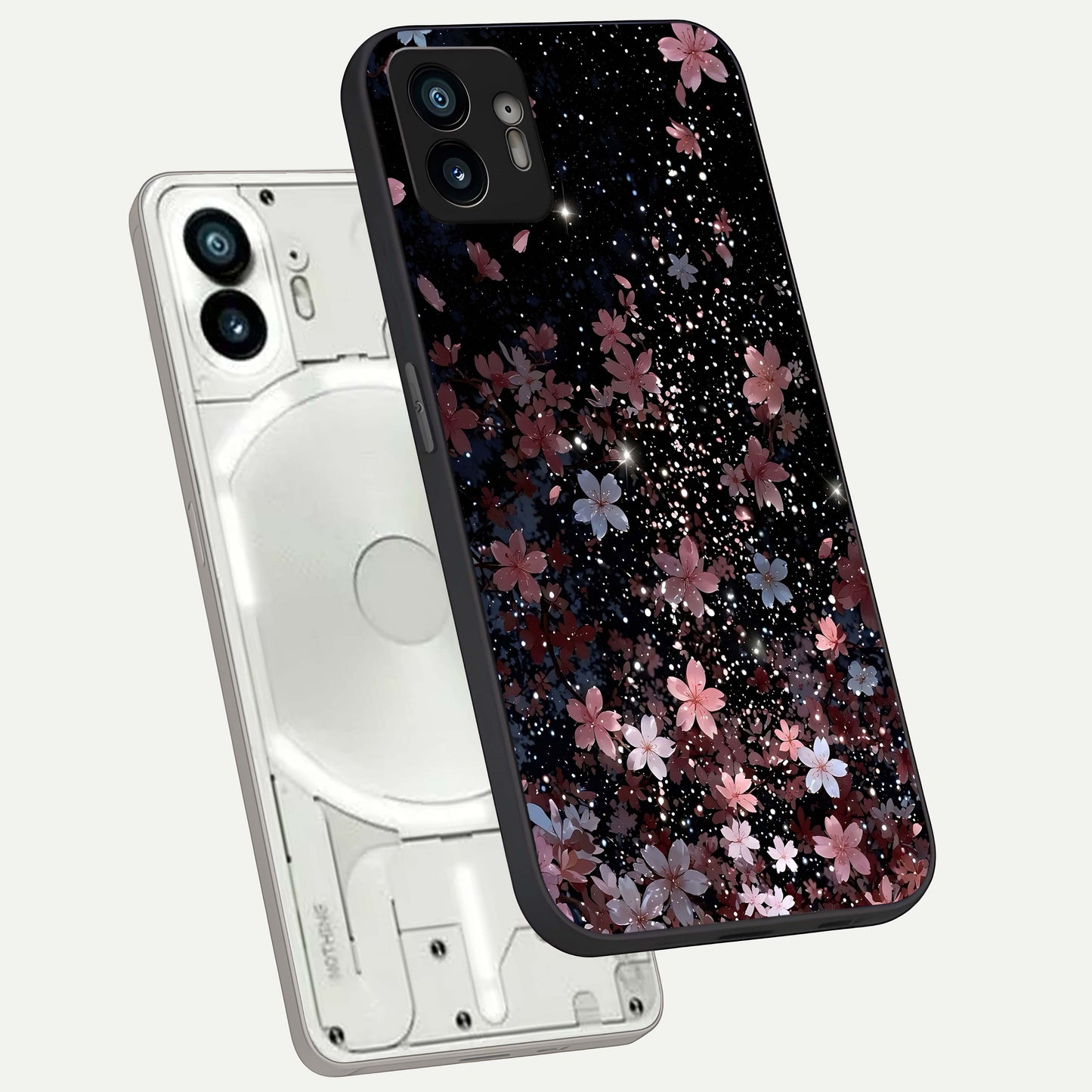  Starlit Flower Dreams phone case For Nothing Phone 2 showing premium glass back cover with detailed artwork