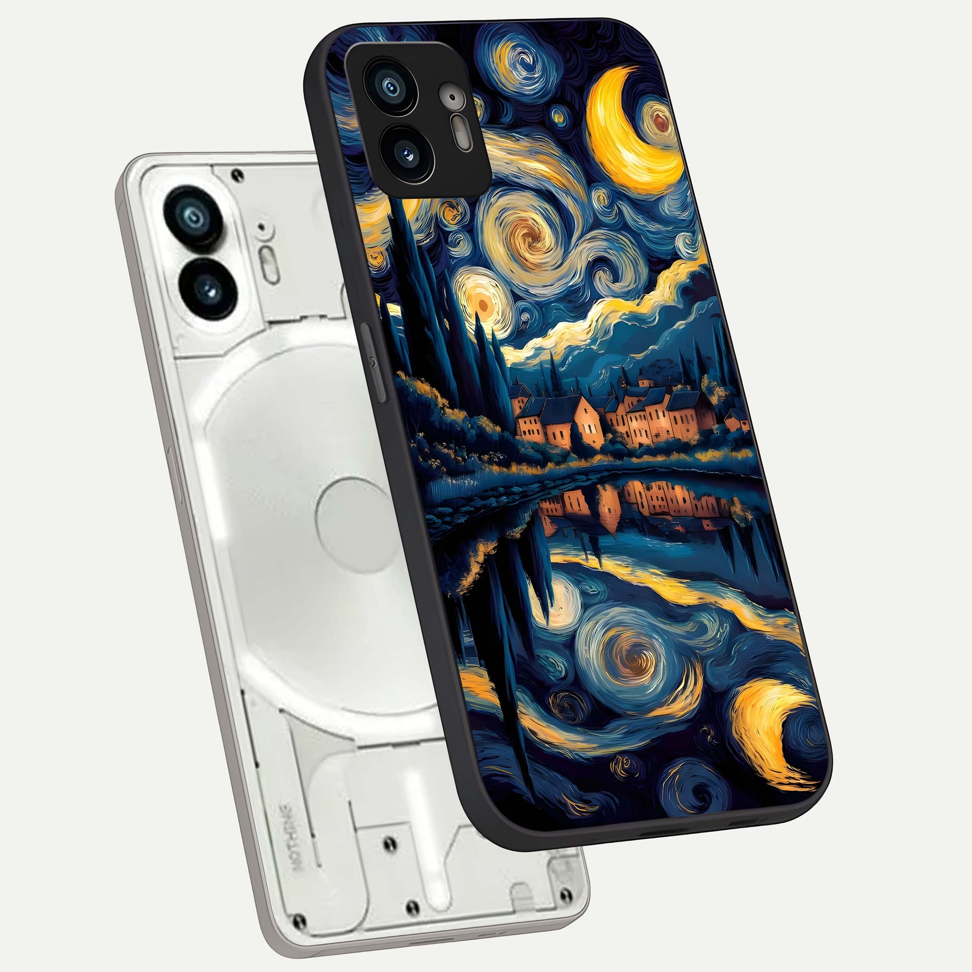  Starry Sky Serenity phone case For Nothing Phone 2 showing premium glass back cover with detailed artwork