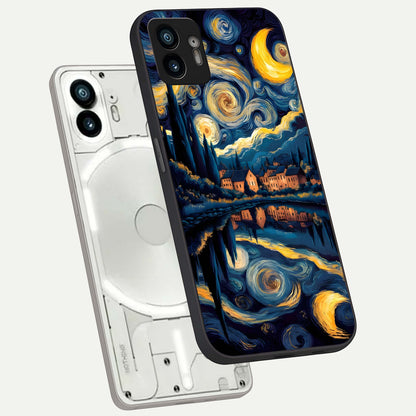  Starry Sky Serenity phone case For Nothing Phone 2 showing premium glass back cover with detailed artwork