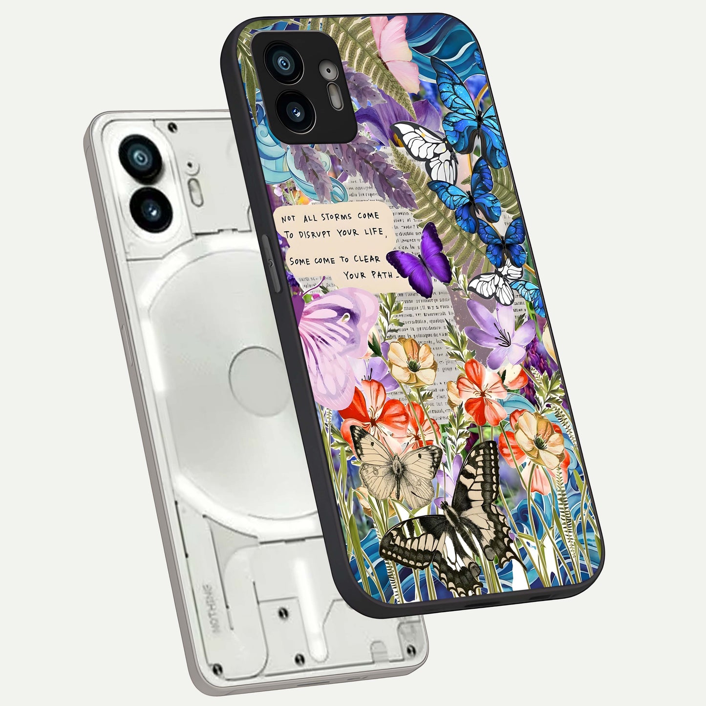  Storm Path Bloom phone case For Nothing Phone 2 showing premium glass back cover with detailed artwork
