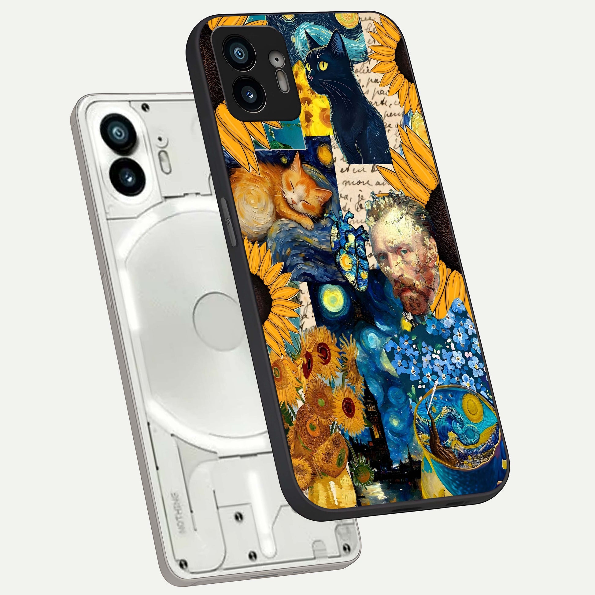  Sunflower Sky Bloom phone case For Nothing Phone 2 showing premium glass back cover with detailed artwork