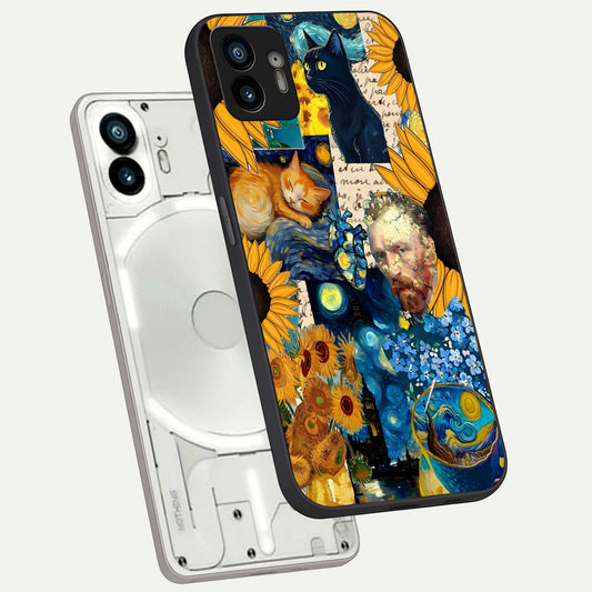  Sunflower Sky Bloom phone case For Nothing Phone 2 showing premium glass back cover with detailed artwork