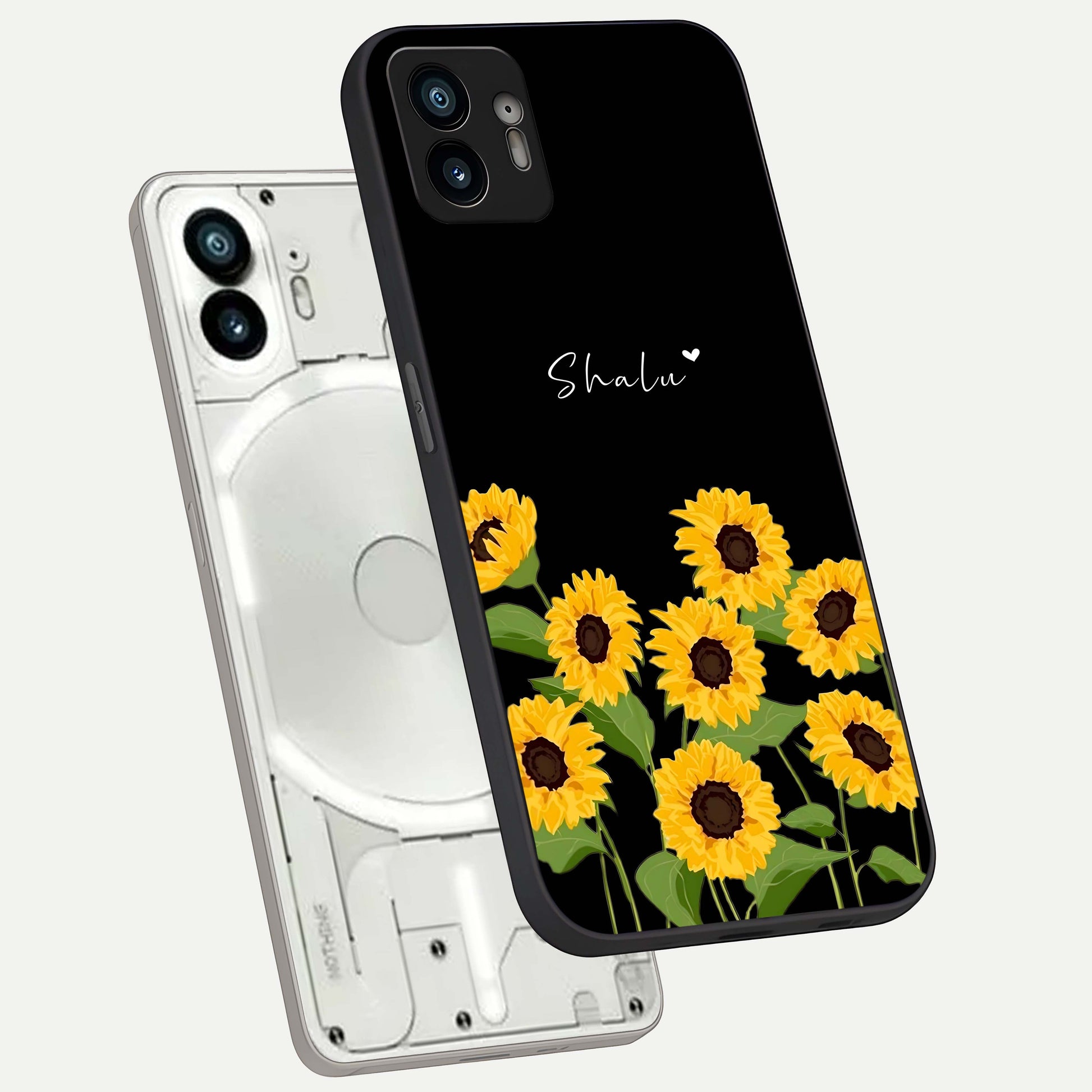  Sunlit Daisy Glow phone case For Nothing Phone 2 showing premium glass back cover with detailed artwork