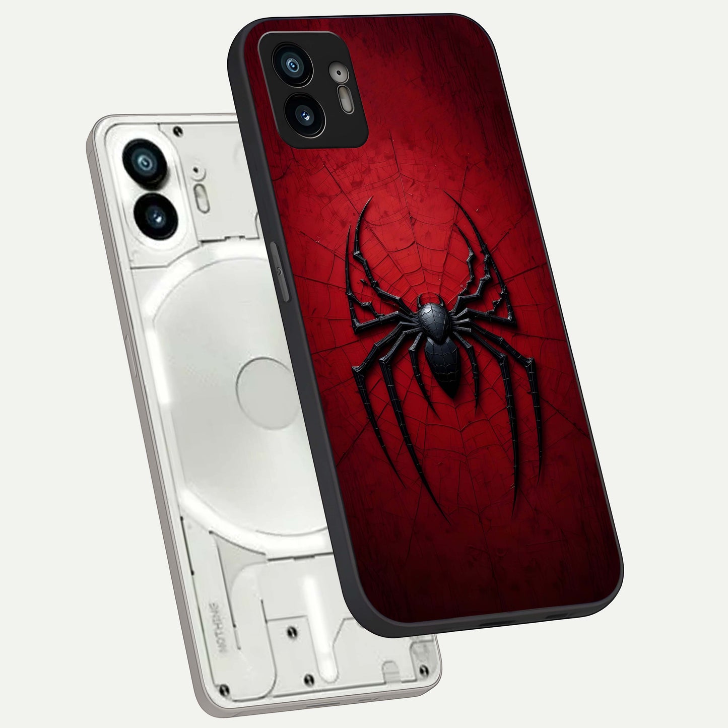  Superhero Web Emblem phone case For Nothing Phone 2 showing premium glass back cover with detailed artwork