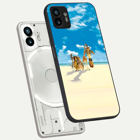  Tropical Fun Squad phone case For Nothing Phone 2 showing premium glass back cover with detailed artwork