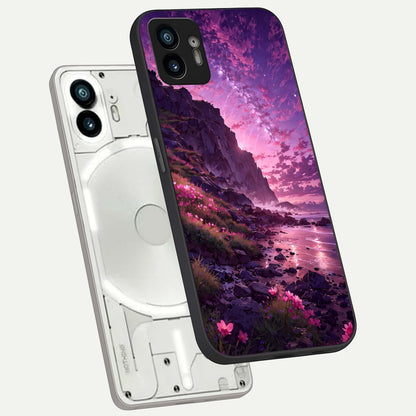  Twilight Blossom Coast phone case For Nothing Phone 2 showing premium glass back cover with detailed artwork