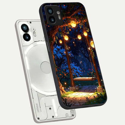  Twilight Garden Swing phone case For Nothing Phone 2 showing premium glass back cover with detailed artwork