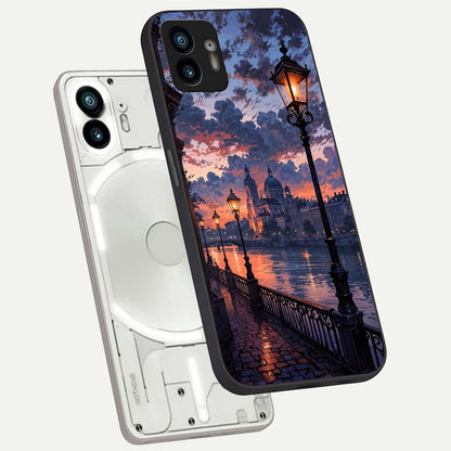  Twilight River Lights phone case For Nothing Phone 2 showing premium glass back cover with detailed artwork