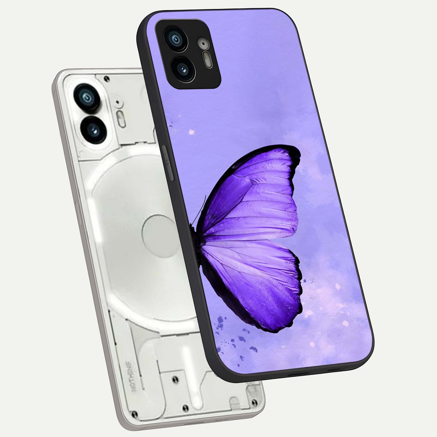  Violet Dream Wing phone case For Nothing Phone 2 showing premium glass back cover with detailed artwork